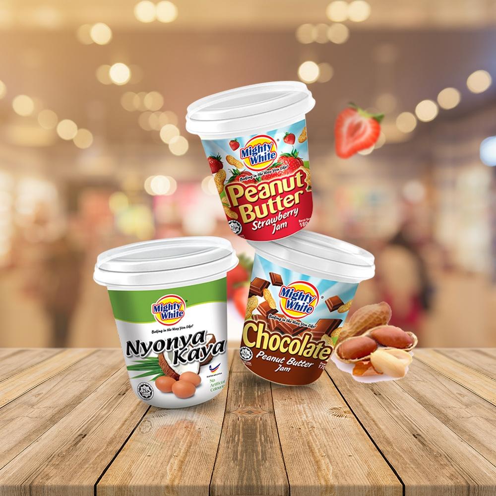K213 Mighty White Peanut Butter with Strawberry Jam - 180g