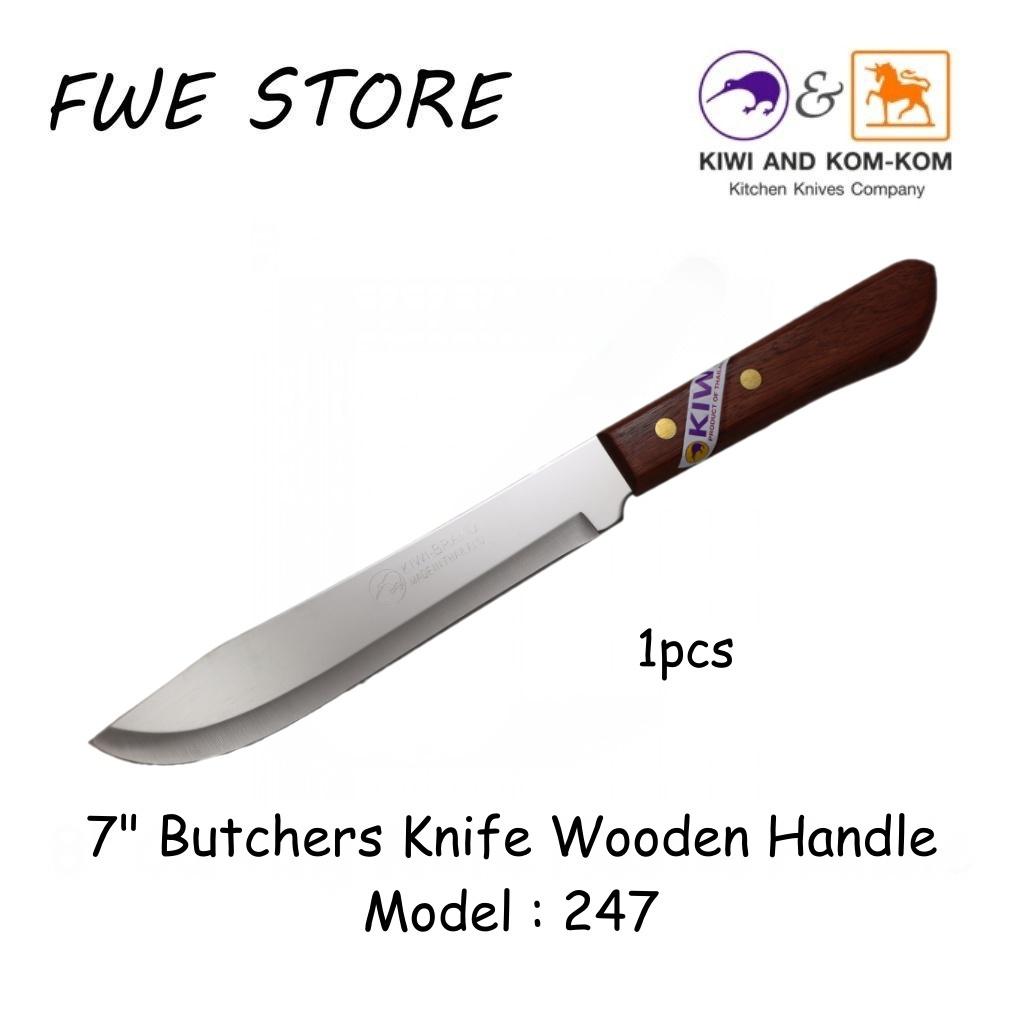Original Thailand Kiwi 7" Butchers Knife Wooden Handle 247