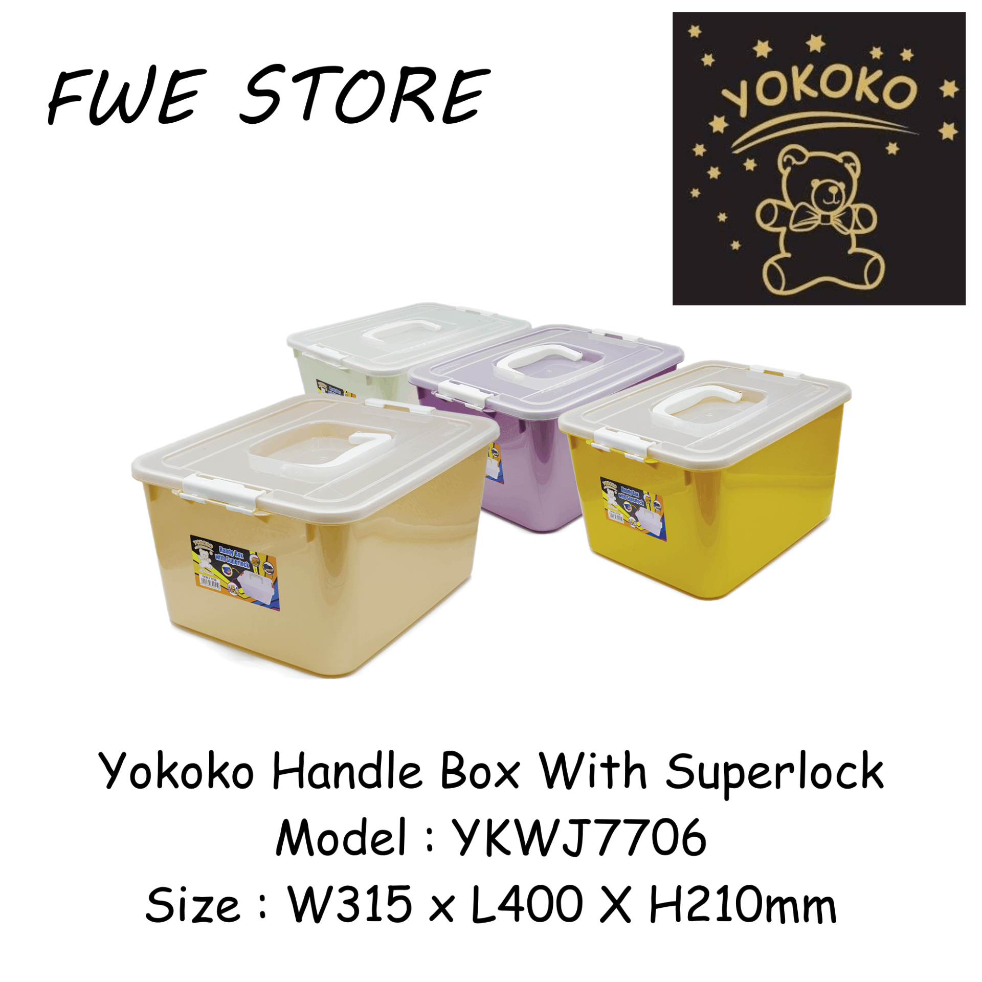 Yokoko Handle Box With Superlock / Storage Box / Kotak Simpanan Serbaguna