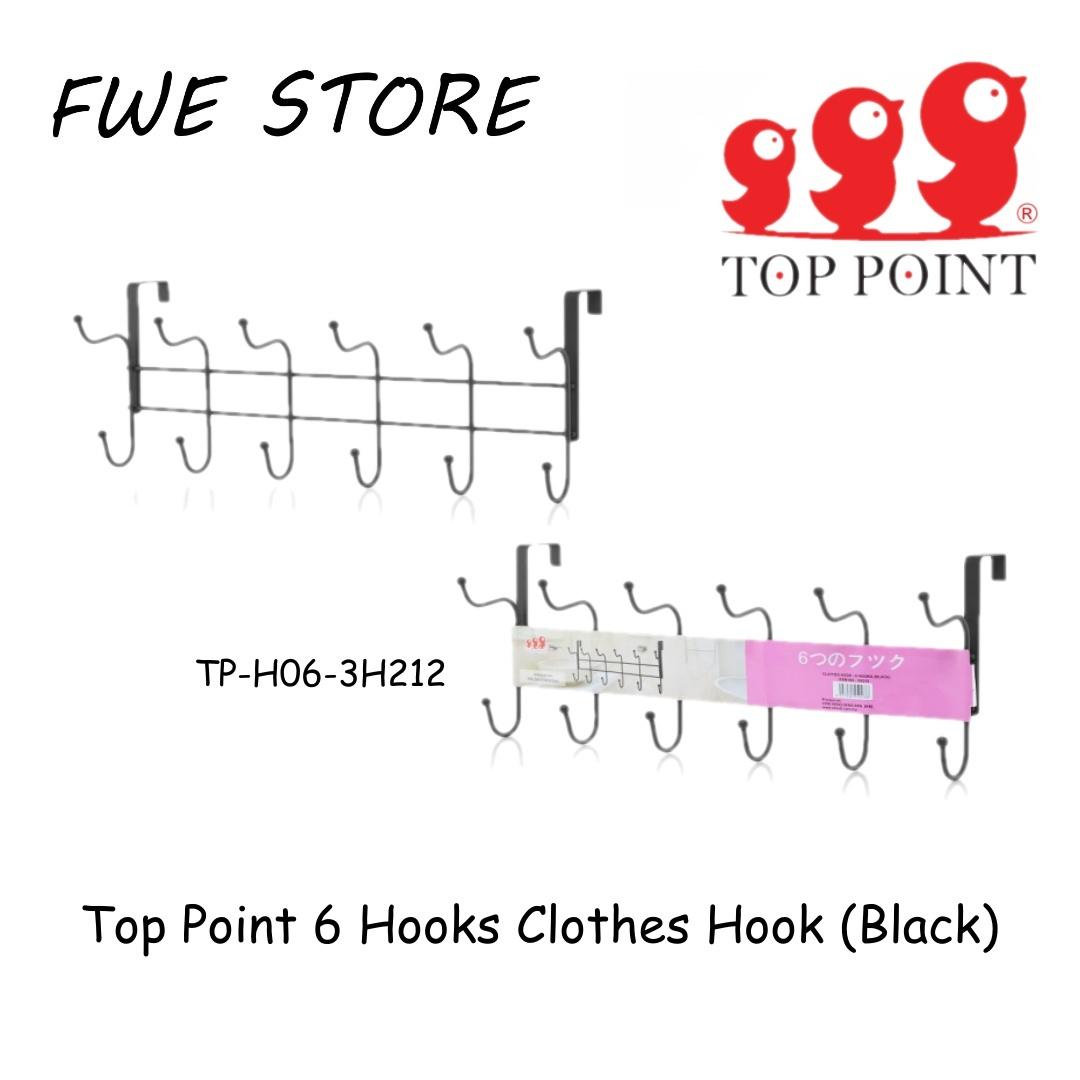 TOP POINT 6 Row Hook Clothes Stainless Steel (Black) 3H212