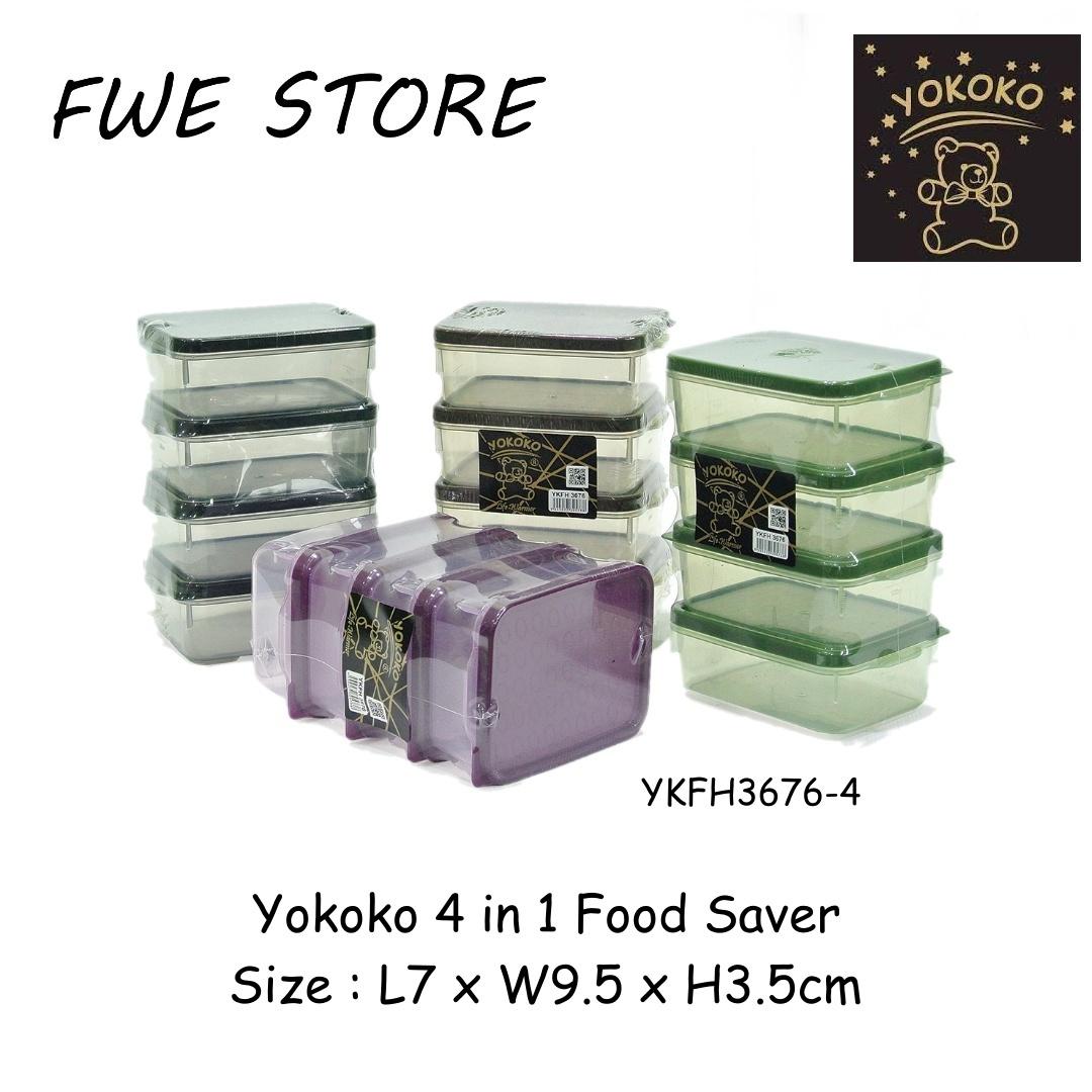 Yokoko 4 in 1 Rectangle Container / Food Storage / Snack Storage / Bekas Makanan YKFH3676-4