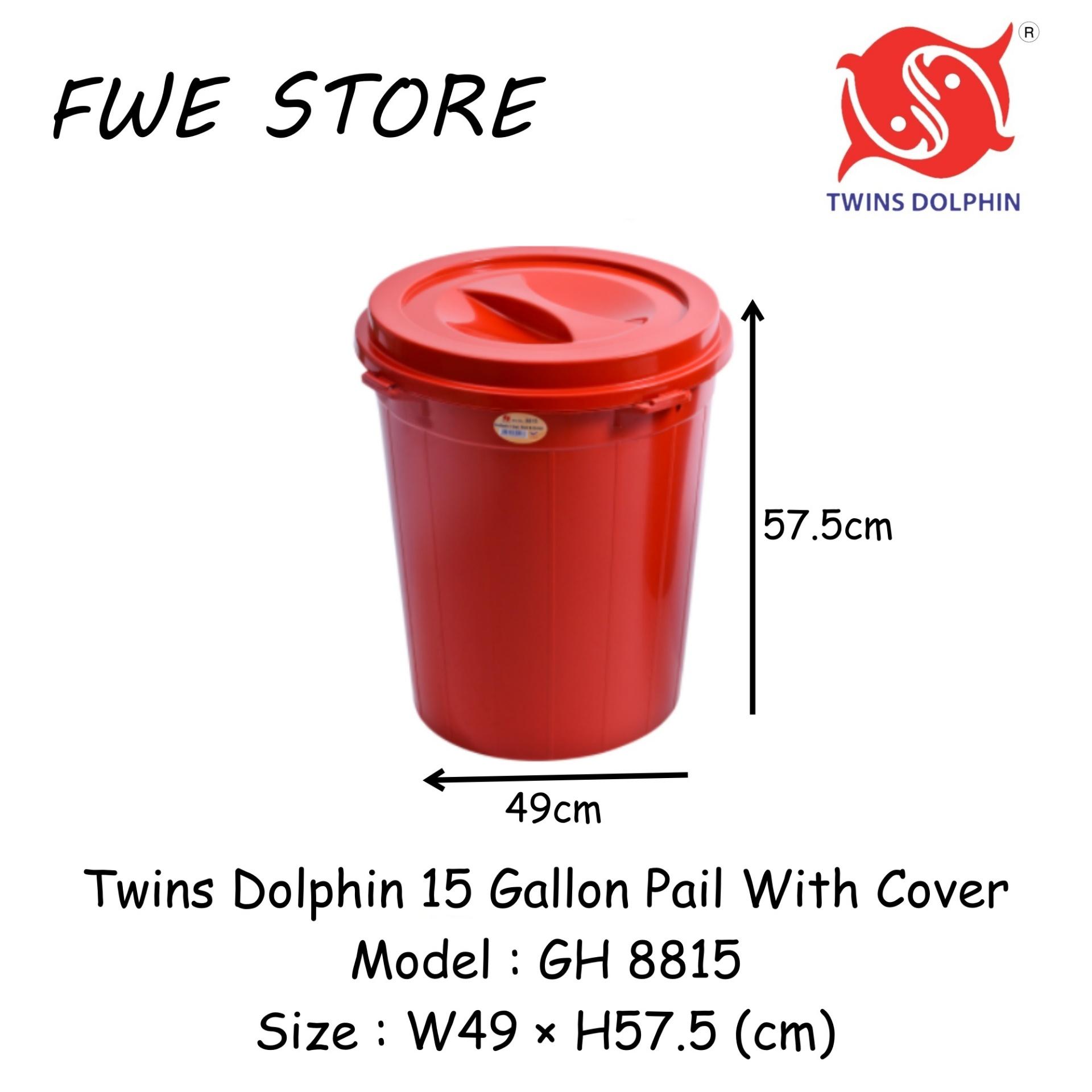 Twins Dolphin 15 Gallon Pail With Cover / Dustbin / Baldi GH8815
