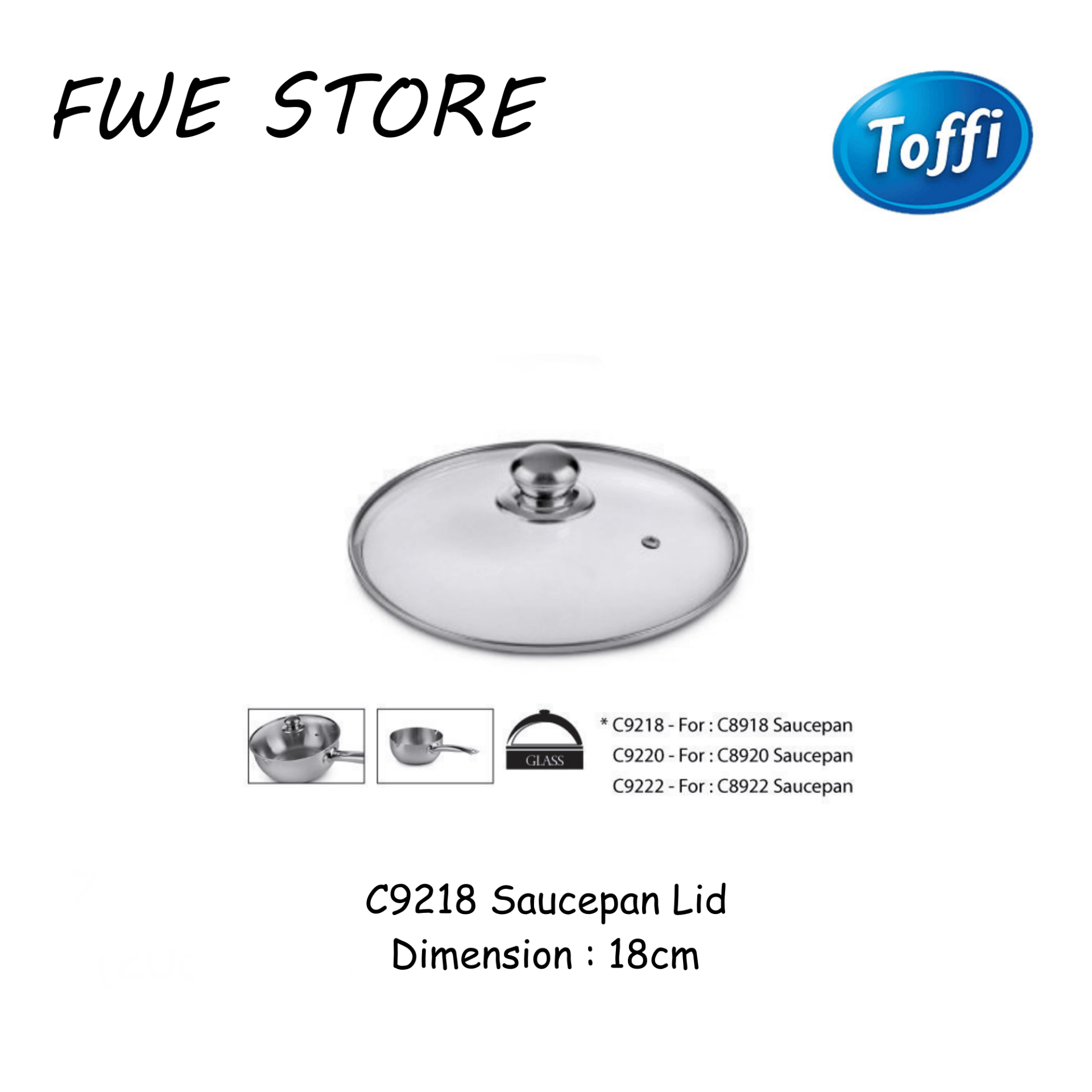 Toffi Saucepan Lid 18cm
