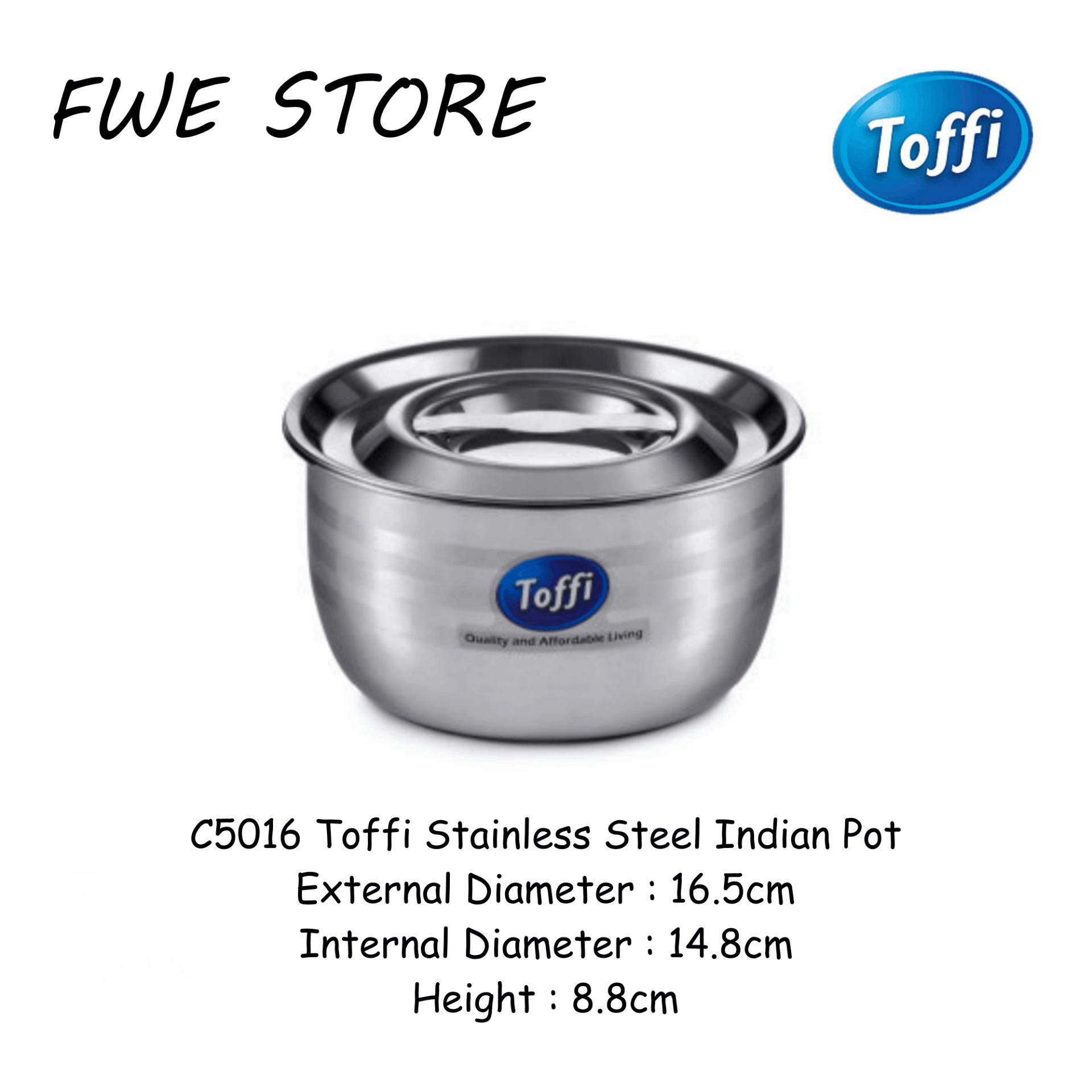 Toffi Stainless Steel Indian Pot / Curry Pot / Soup Pot 不锈钢印度锅