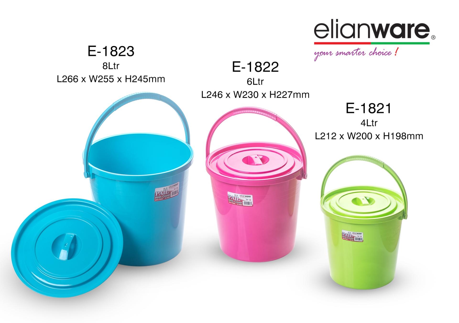 Elianware BPA Free Pail With Cover / Baldi Bertudung ( 4litre / 6litre / 8litre )