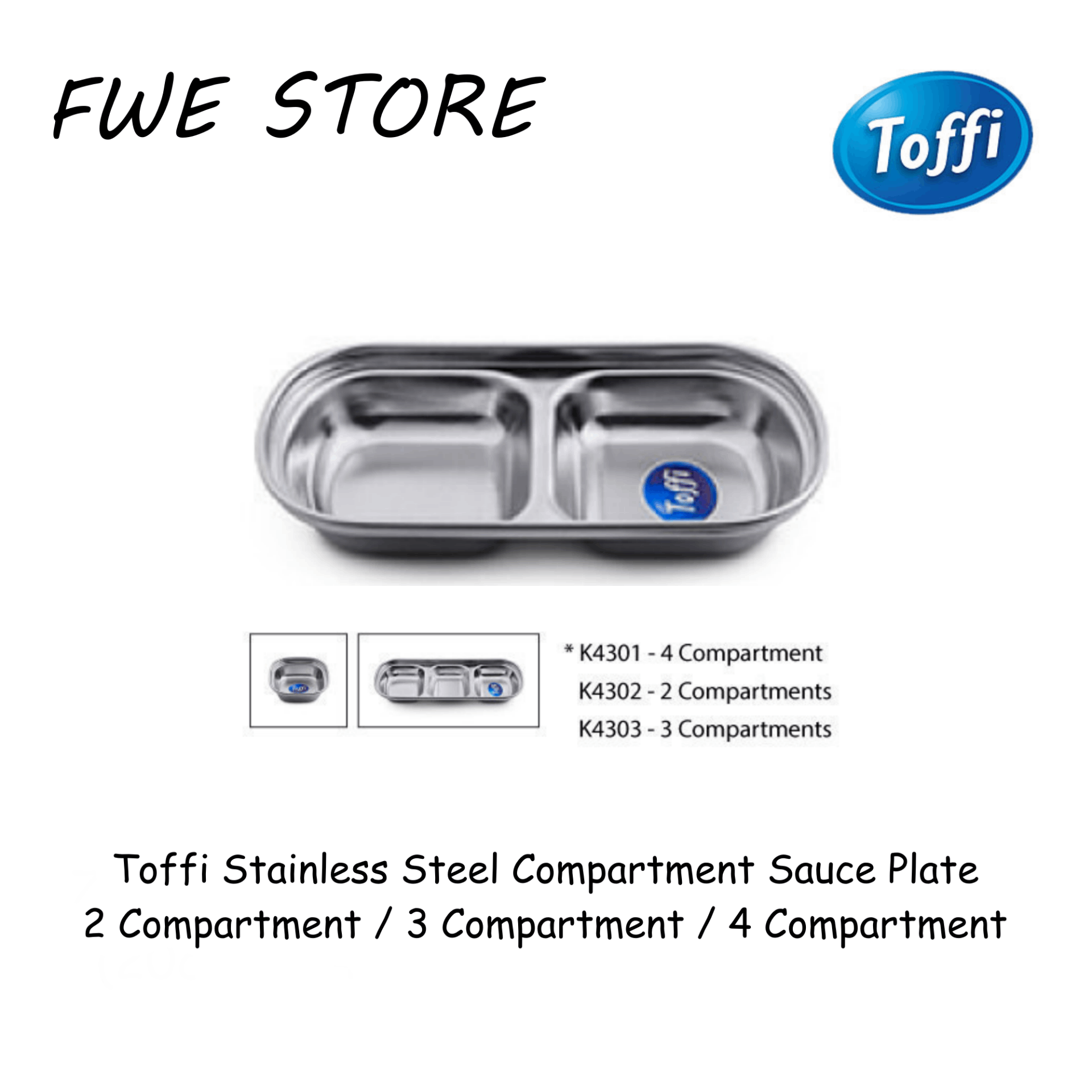 Toffi Stainless Steel Compartment Sauce Plate 钢酱料碟