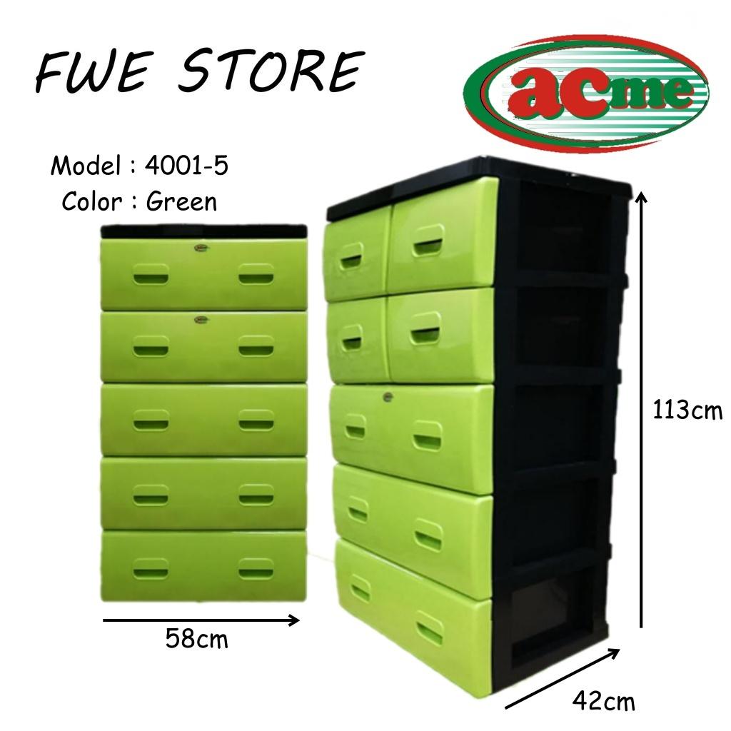 ACME 5 Tier Plastic Drawer / Cabinet / Storage Cabinet Green Color 4001-5 (4S3L)