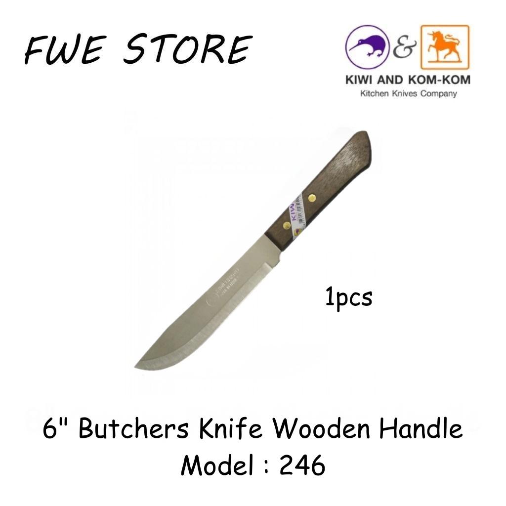 Original Thailand Kiwi 6" Butchers Knife Wooden Handle 246