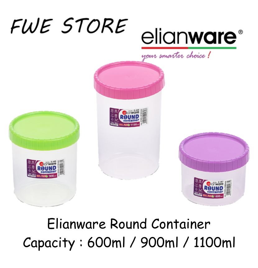 Elianware Round Container / Food Storage ( 600ml / 900ml / 1100ml )