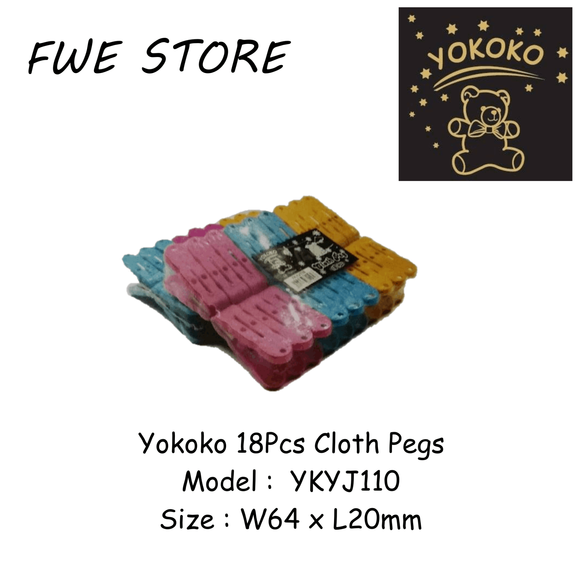 Yokoko 18Pcs Cloth Pegs / Penyepit Pakaian