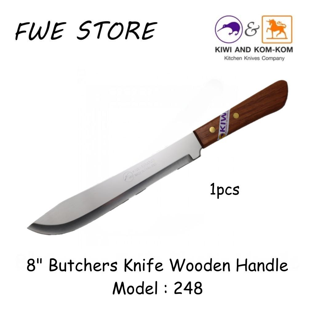 Original Thailand Kiwi 8" Butchers Knife Wooden Handle 248