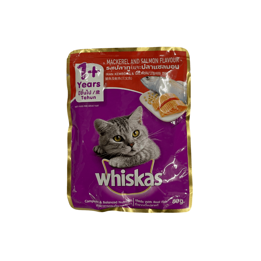 Whiskas 1+Year Mackerel & Salmon (Wet) 80G