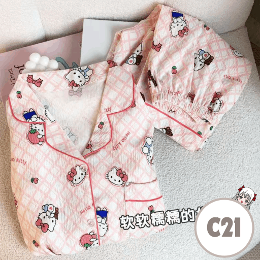 [C21] Ins Cloud Cotton Short Sleeve Sleepwear Pajamas set