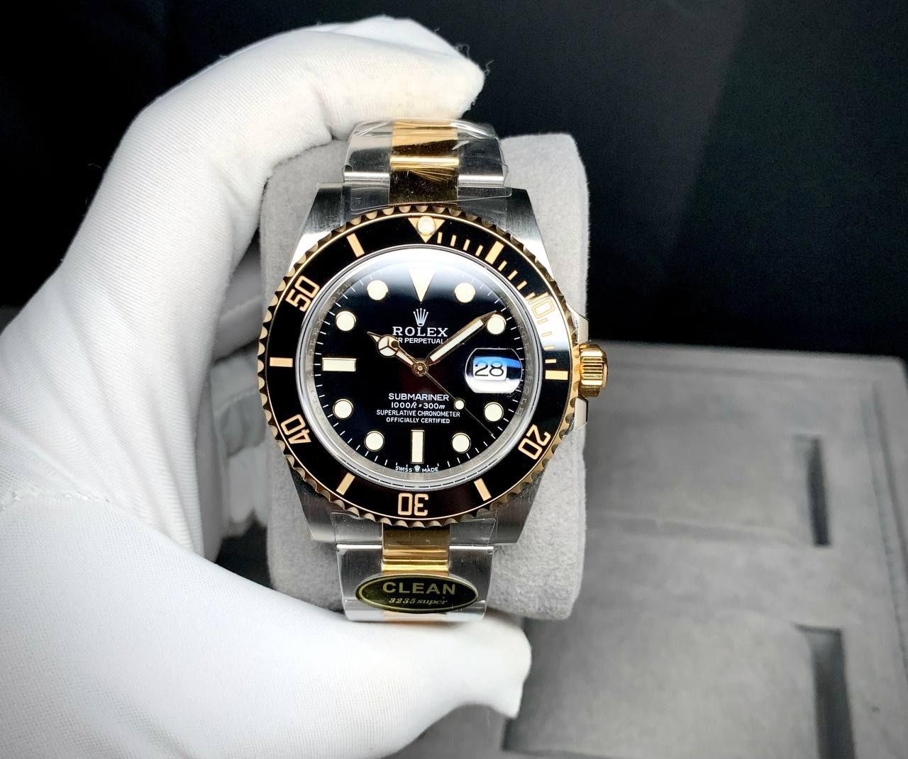 ROLEX BLACK SUBMARINER HALFGOLD 41 mm  MEN WATCH