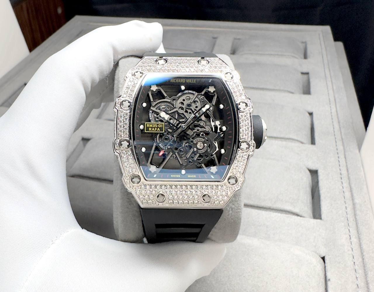 RICHARD MILLE RM35-01 FULL DIAMOND AUTOMATIC 50mm X 44mm MEN WATCH