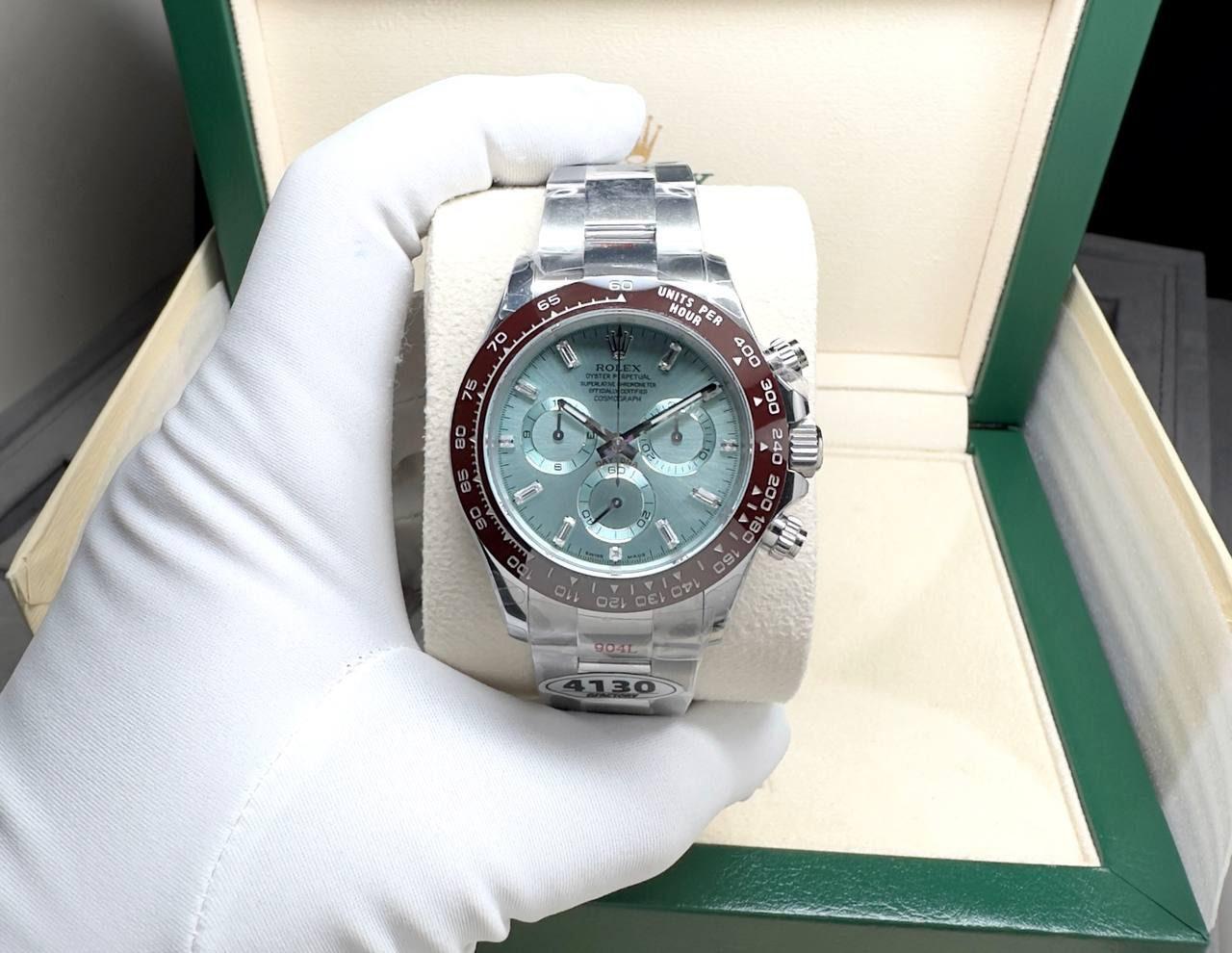 SUPER GRADE ROLEX DAYTONA ICE BLUE CHRONOGRAPH 4130 MOVEMENT  HEAVY VERSION 40 MM MEN WATCH