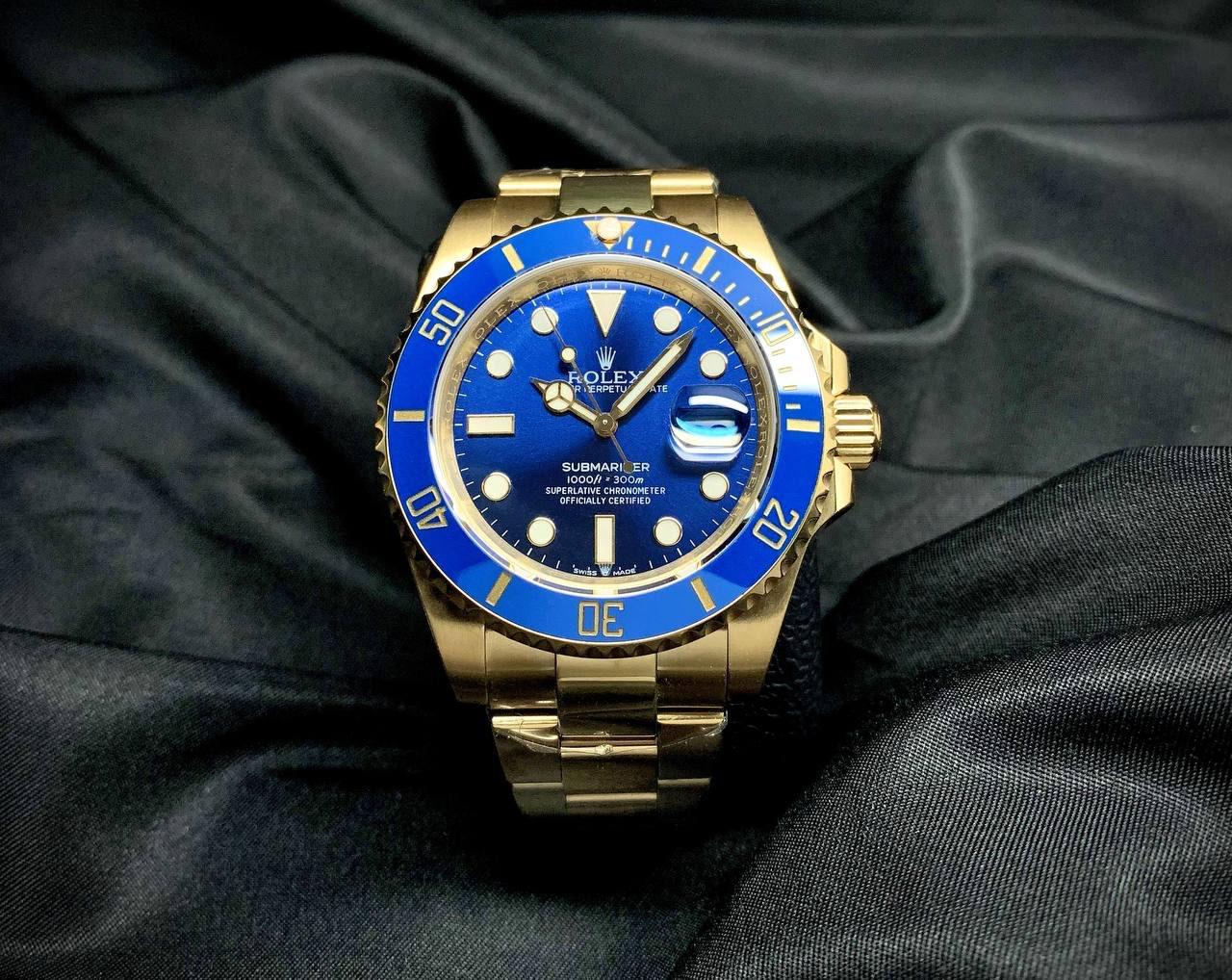 ROLEX BLUE SUBMARINER FULL GOLD 41 mm  MEN WATCH