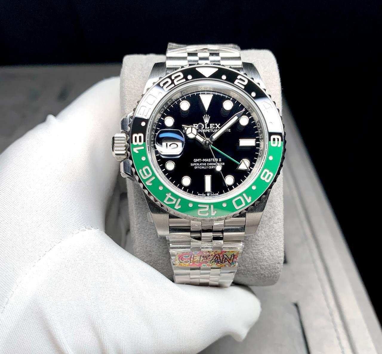 ROLEX GMT- MASTER II SPRITE BLACK GREEN BEZEL 40mm MEN WATCH