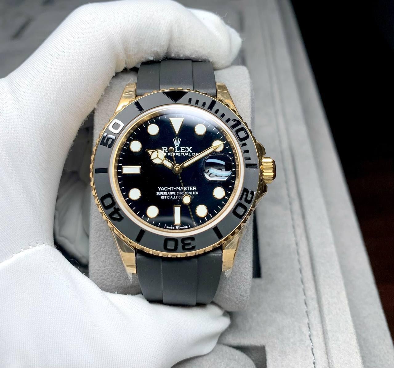 ROLEX YACHT MASTER OYSTERFLEX FULL GOLD 42MM MEN WATCH