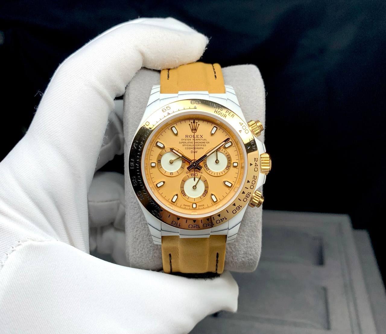ROLEX DAYTONA DIW CHRONOGRAPH 7750 MOVEMENT WHITE CARBON CASE 40 mm MEN WATCH