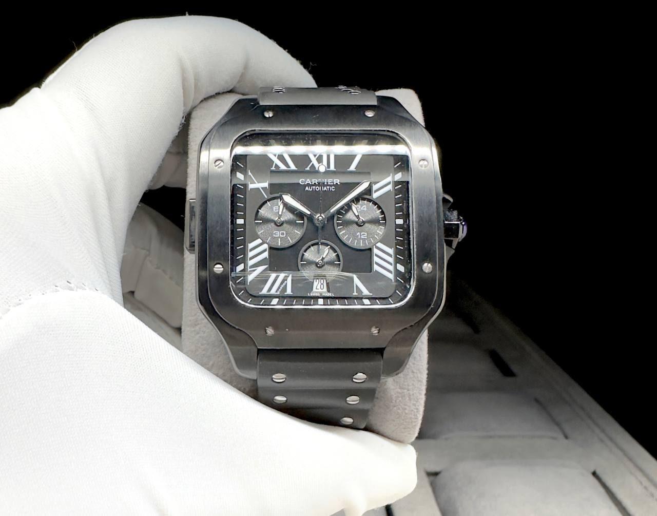 CARTIER SANTOS ALL BLACK CHRONOGRAPH 41mm MEN WATCH