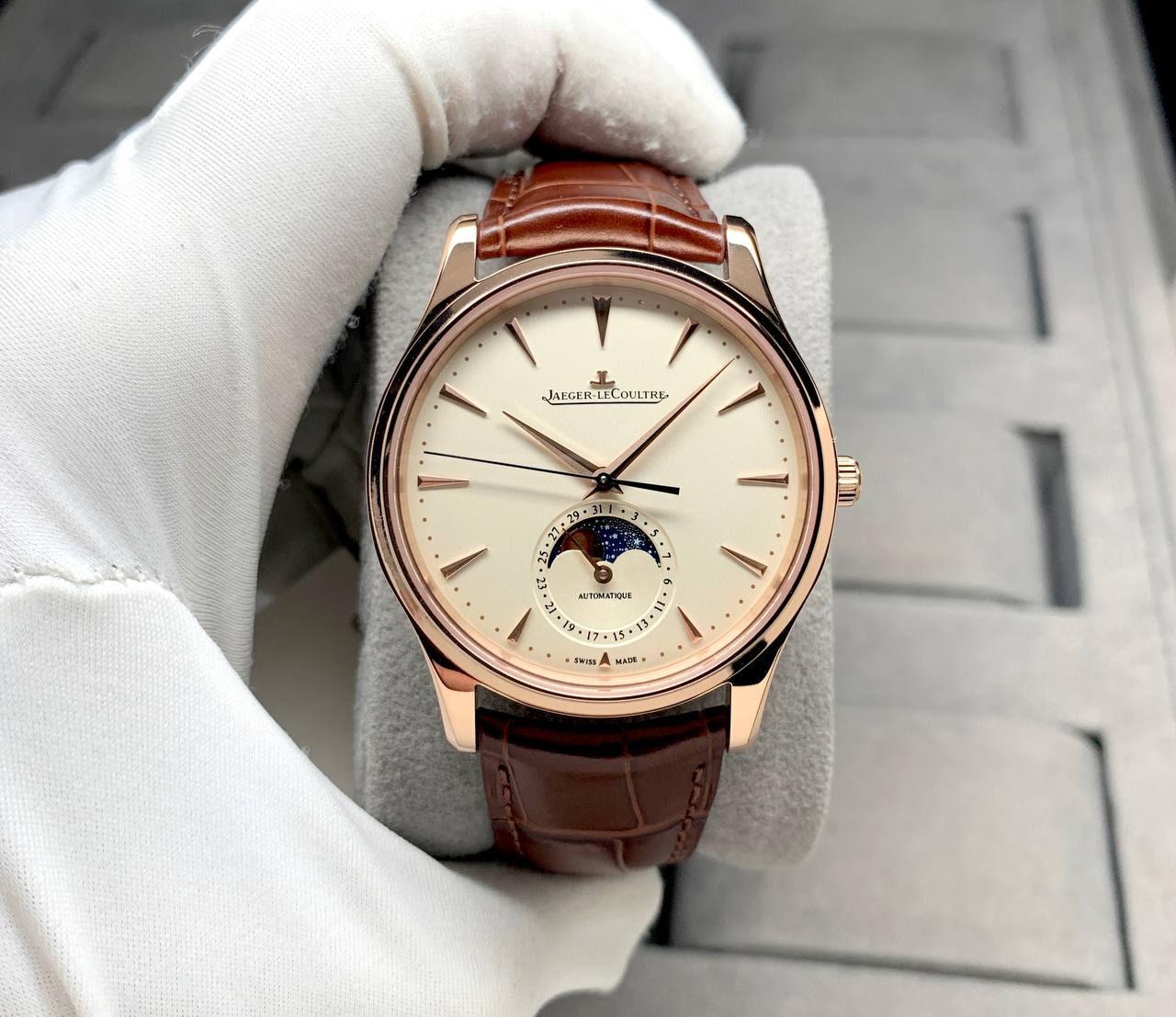 JAEGER LECOULTRE MASTER ULTRA THIN MOON PHASE AUTOMATIC 39MM ROSEGOLD MEN WATCH
