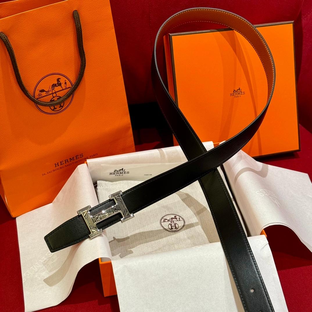 HERMES BELT 005 -BLACK -SLIVER -DIAMOND -FOR UNISEX