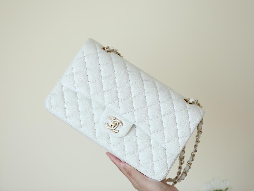 CHANEL CLASSIC FLAP 25CM WHITE (GOLD)