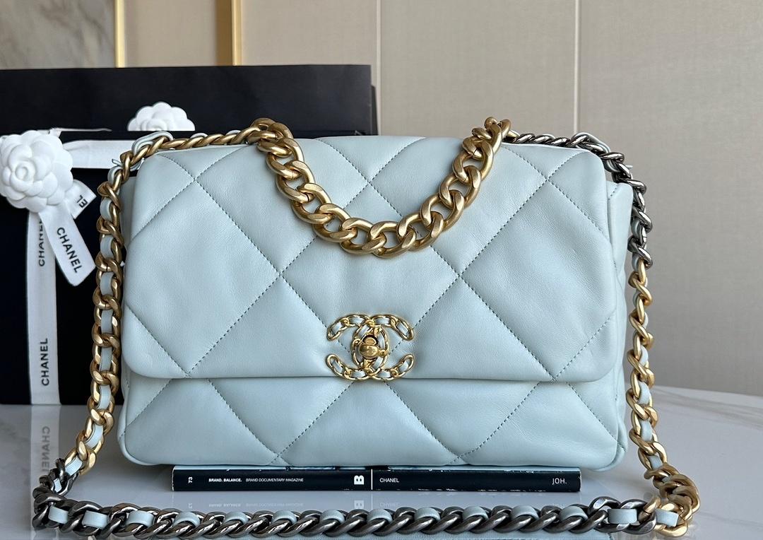 CHANEL 19 BAG BABY BLUE MEDIUM SIZE (39CM)