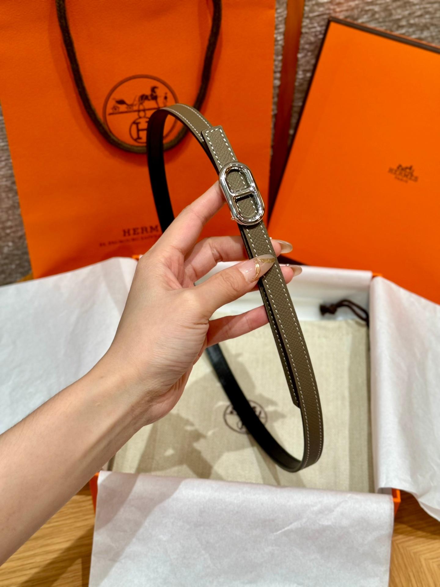 HERMES BELT 003-GREY-SLIVER-FOR WOMEN