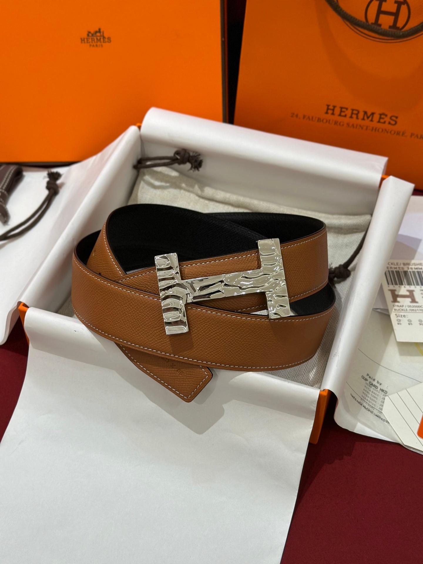 HERMES BELT 008- BROWN -SLIVEER -FOR MEN /UNISEX