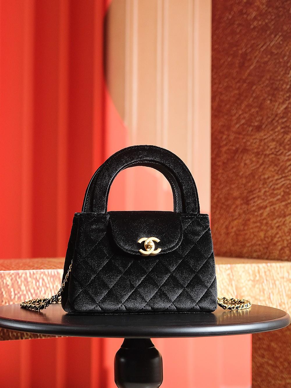 CHANEP KELLY 24A MINI BLACK VELVET SERIES