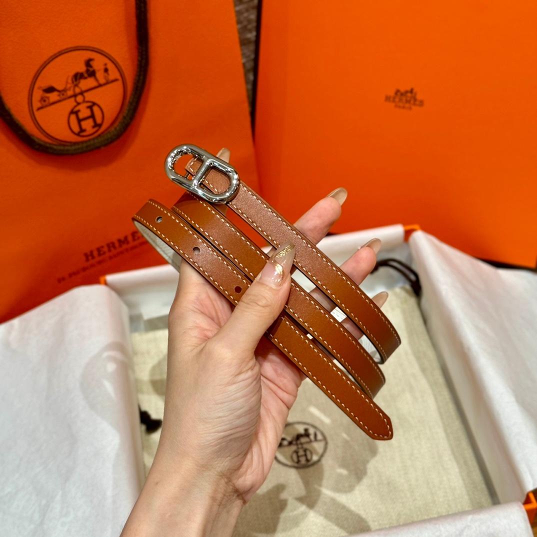 HERMES BELT 003 -BROWN -SLIVER -FORWOMEN