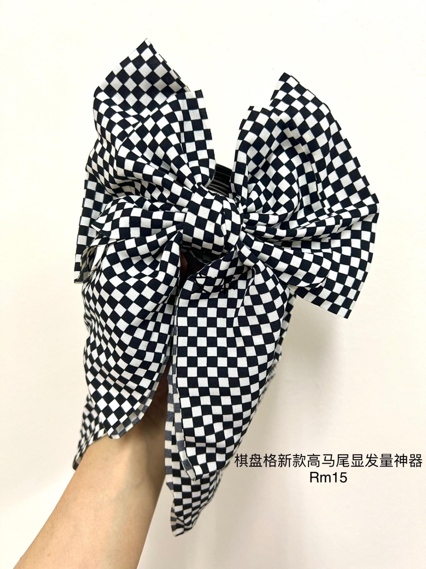 新款韩版格子高马尾夹