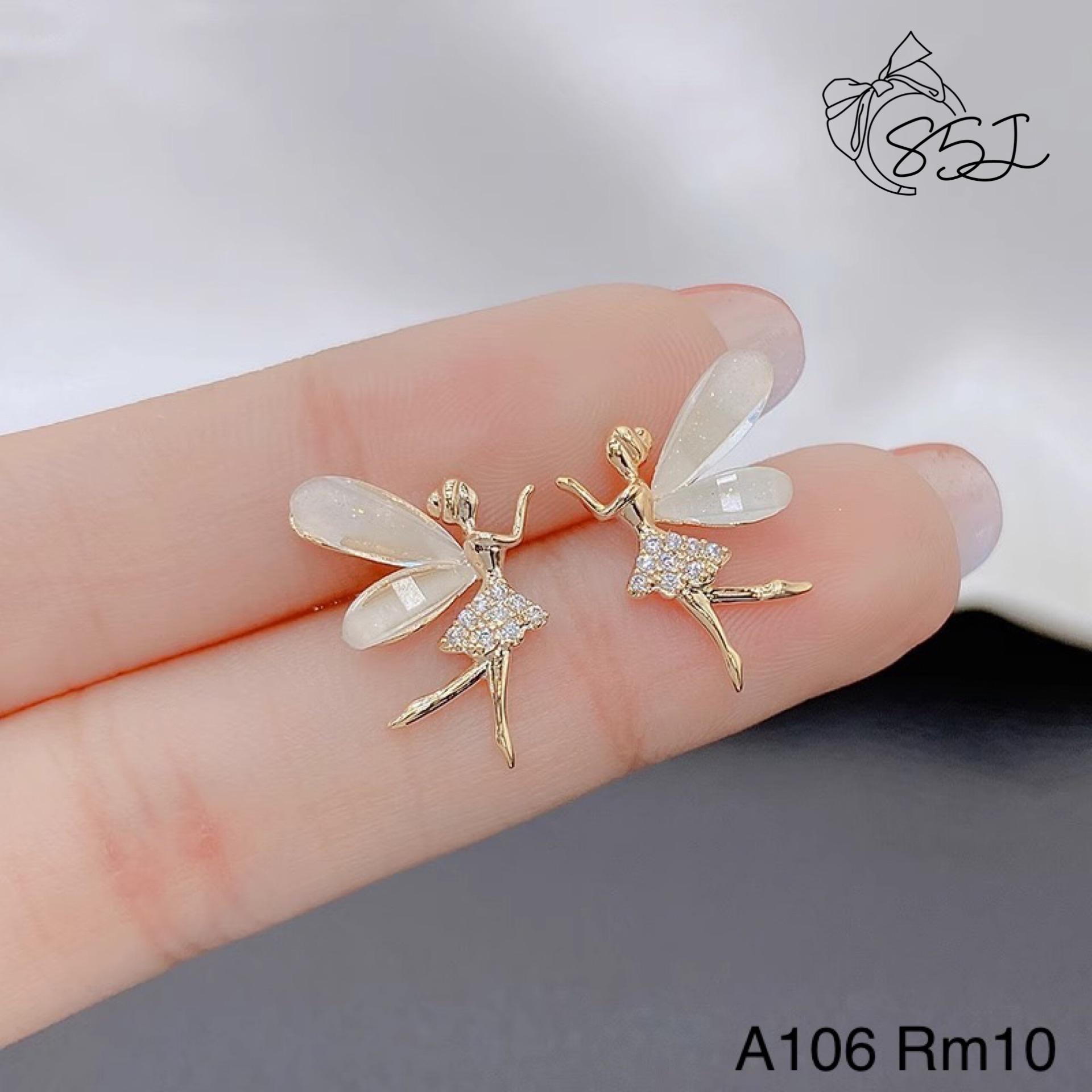 A106 小精灵仙子925银针耳钉