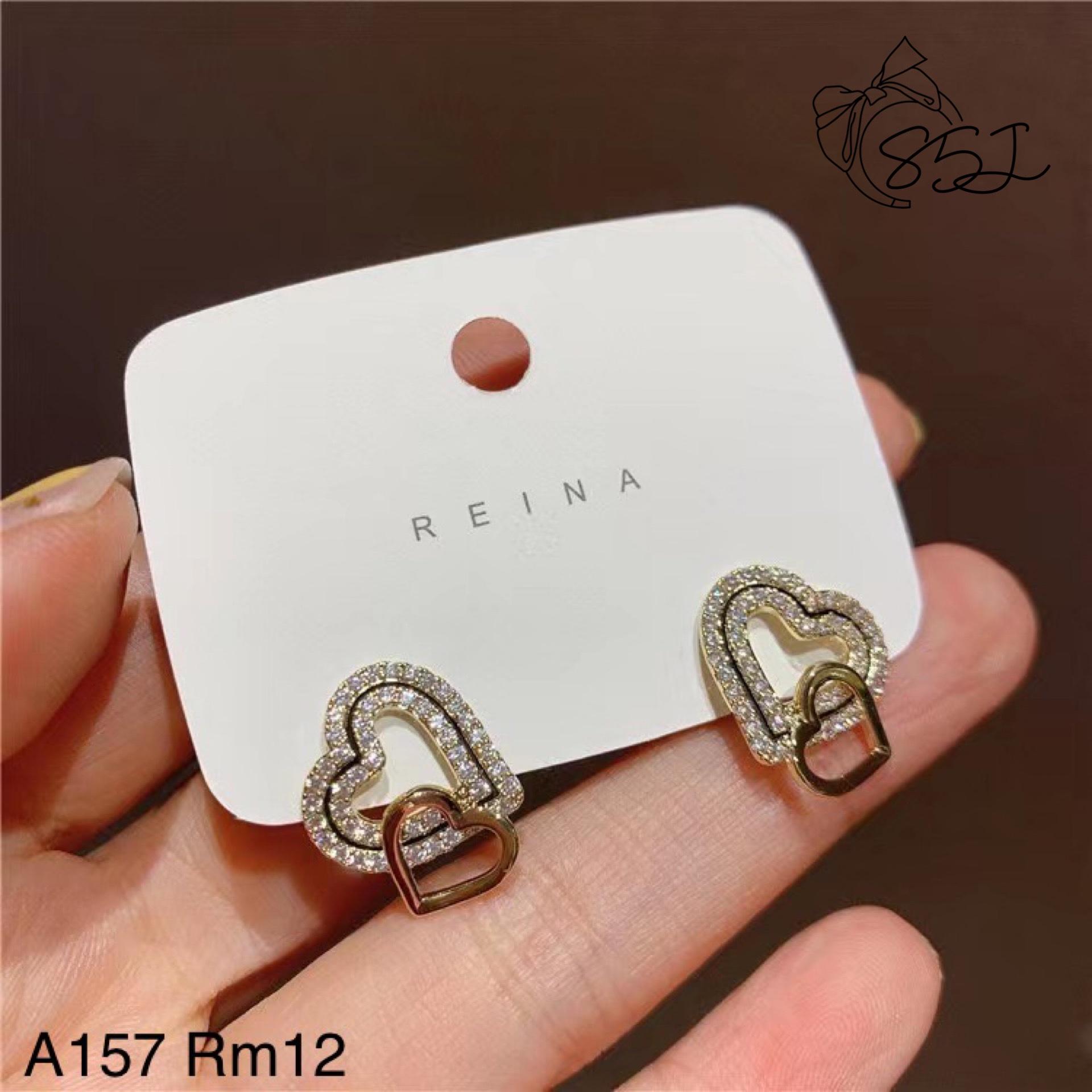 A157 双爱心设计925银针