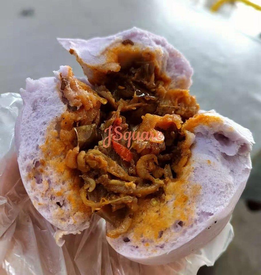 香辣茄子紫薯包 Spicy Eggplant Sweet Purple Potato Skin Bun