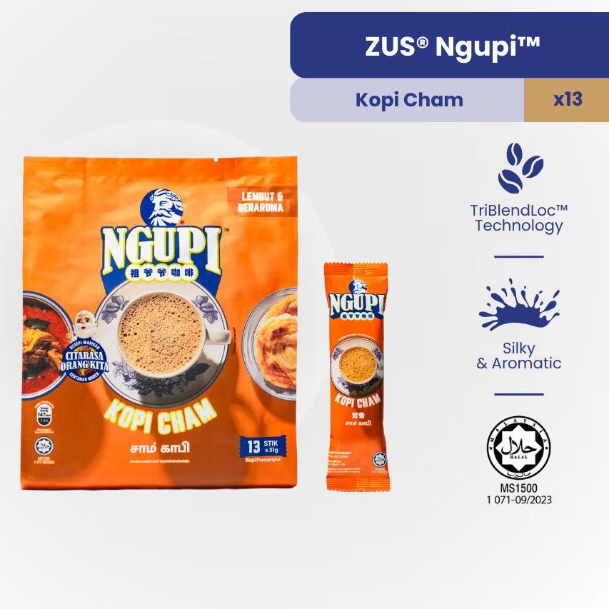 ZUS NGUPI KOPI CHAM 祖爷爷咖啡 鸳鸯 (32g x 13 sticks)