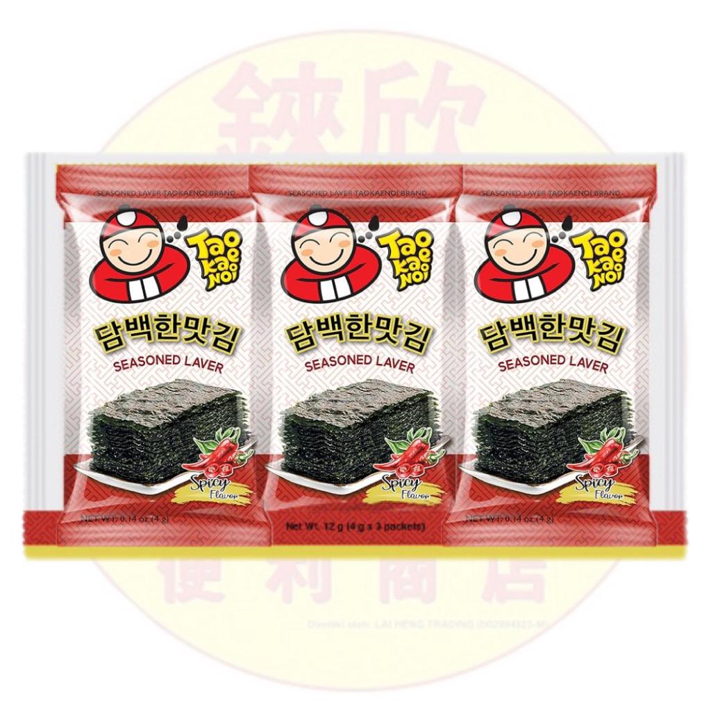 TaoKaeNoi Seasoned Laver Korean Seaweed (4g x 3pack) - Hot&Spicy