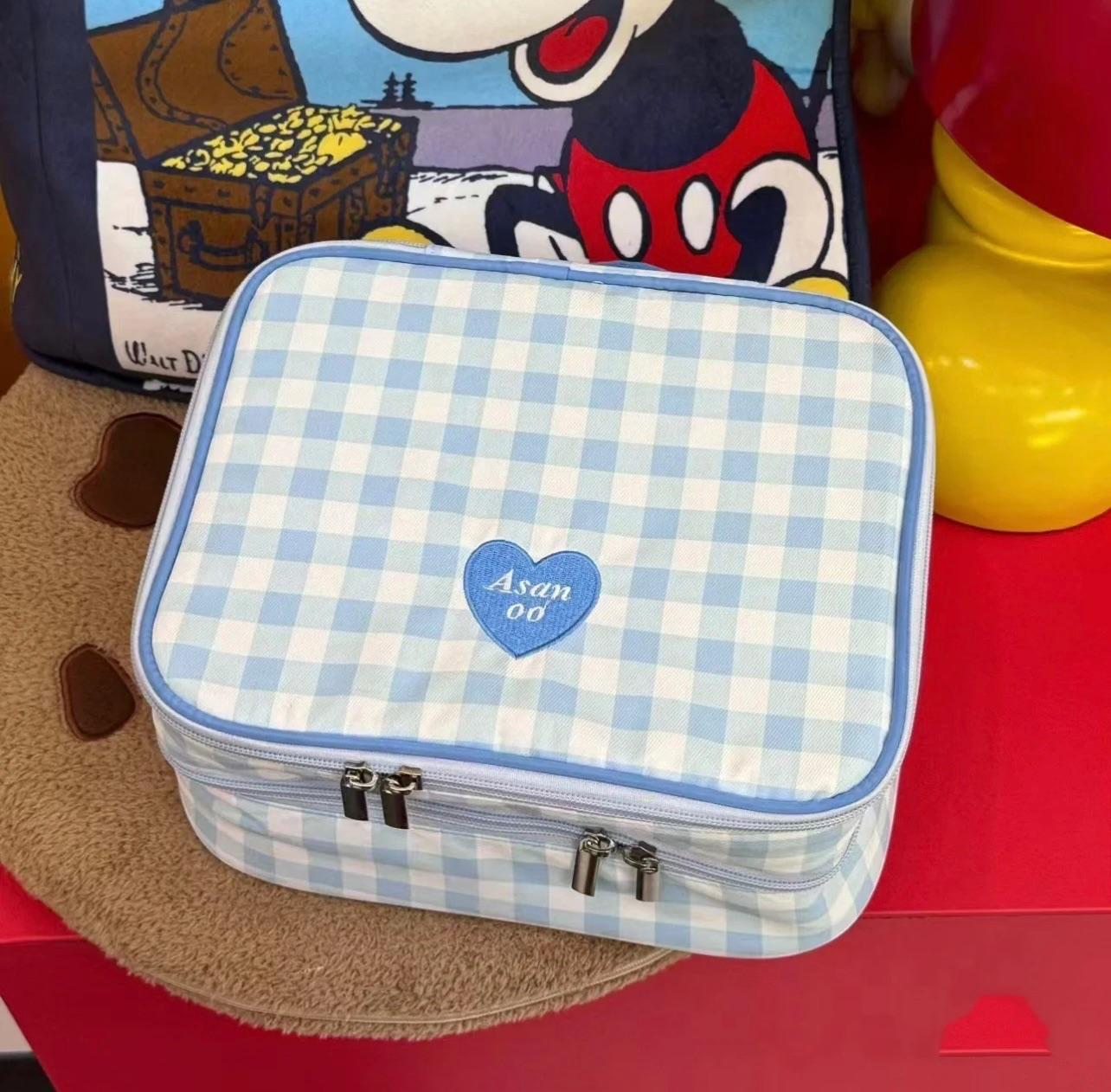 复古方格三层化妆包MAKEUP BAG