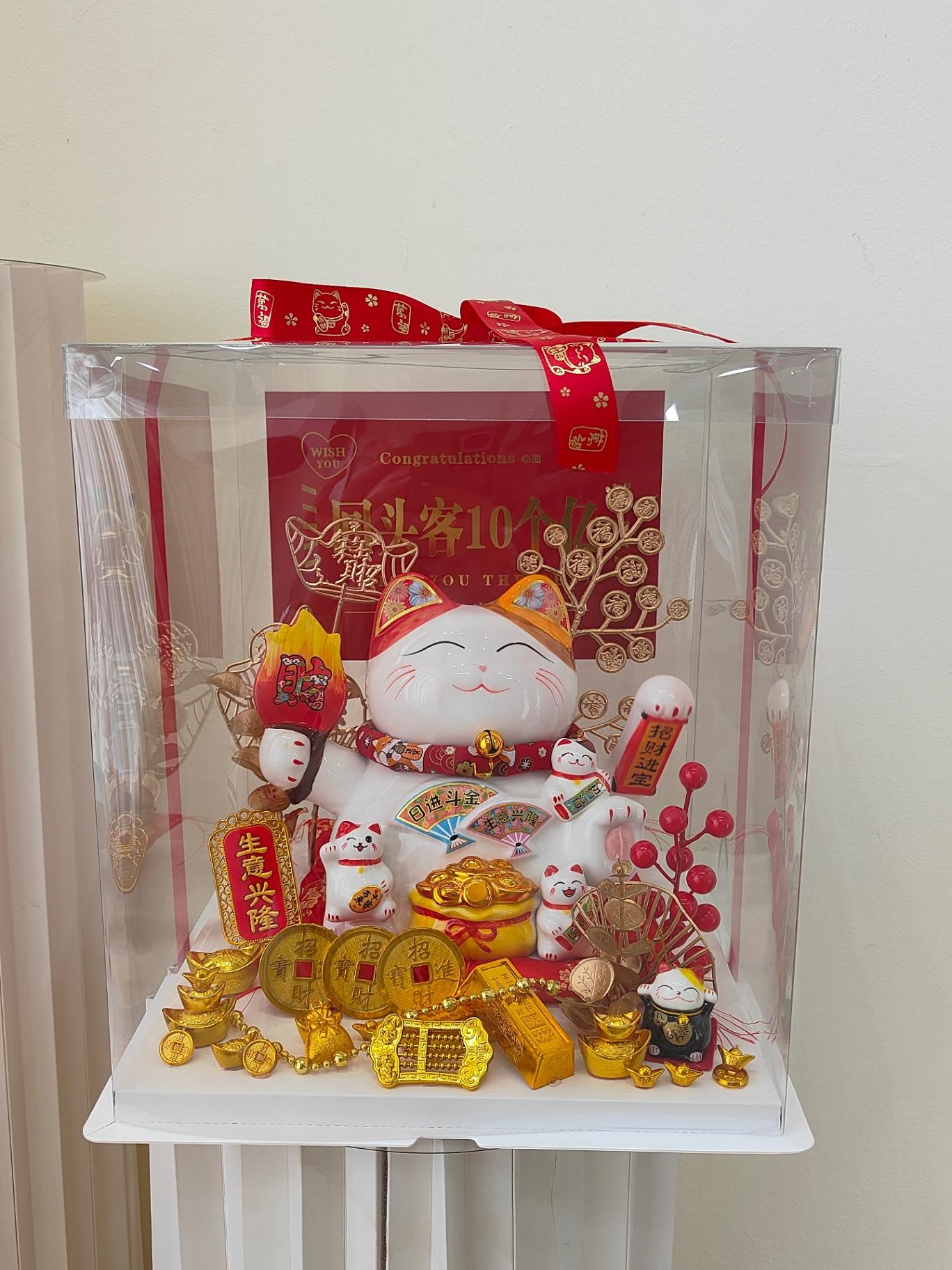 KB10 Opening Lucky Cat Table Flower Box招财猫开业花盒
