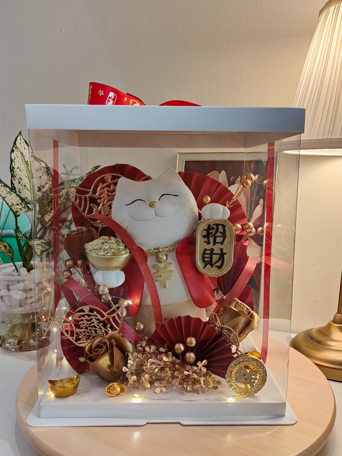 KB12 招财猫开业花盒（红色）