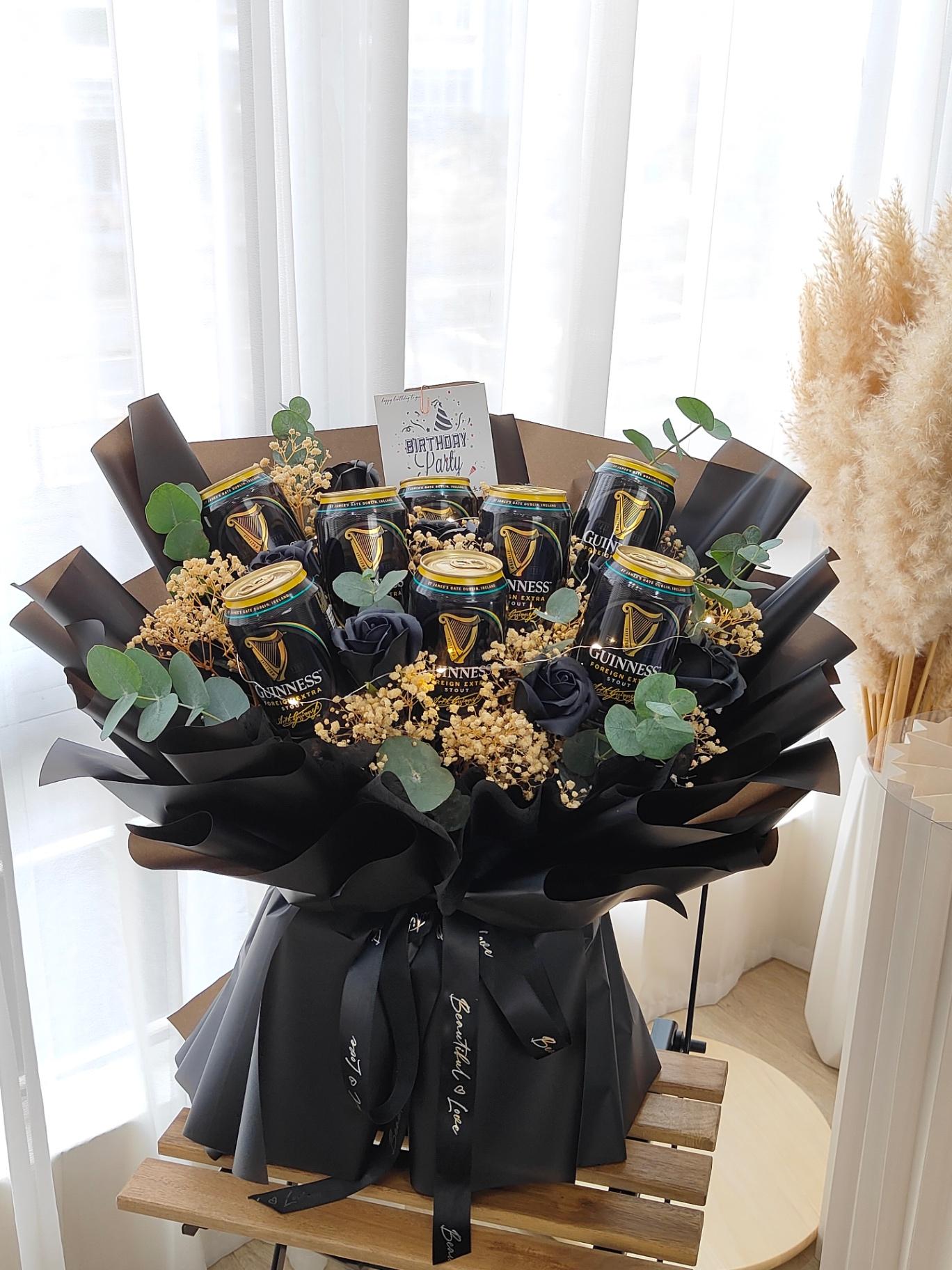 J03-1(Black)Guinnes Alcohol Flower黑狗啤酒花束
