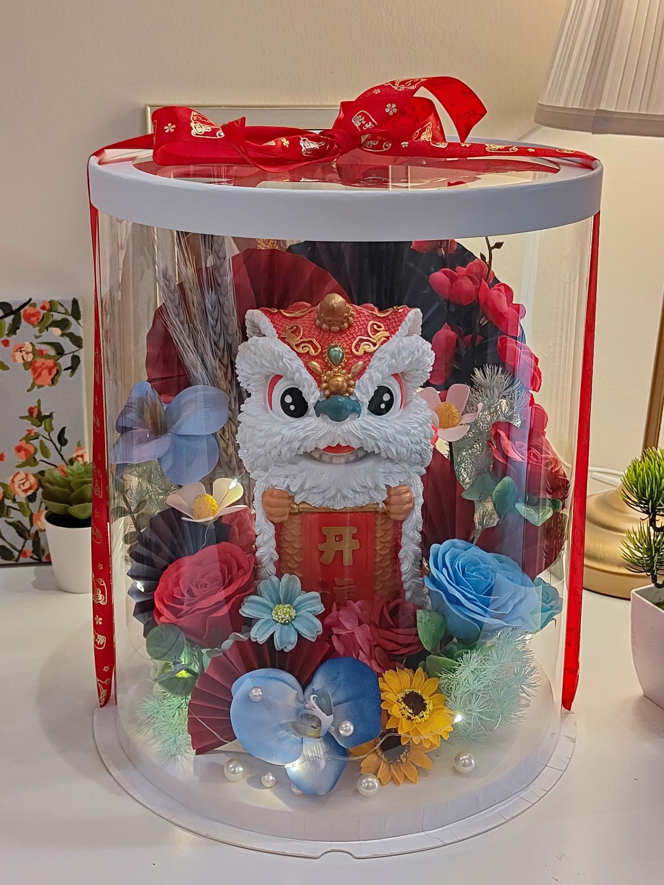 KB13 醒狮开业花盒（红色撞蓝色）