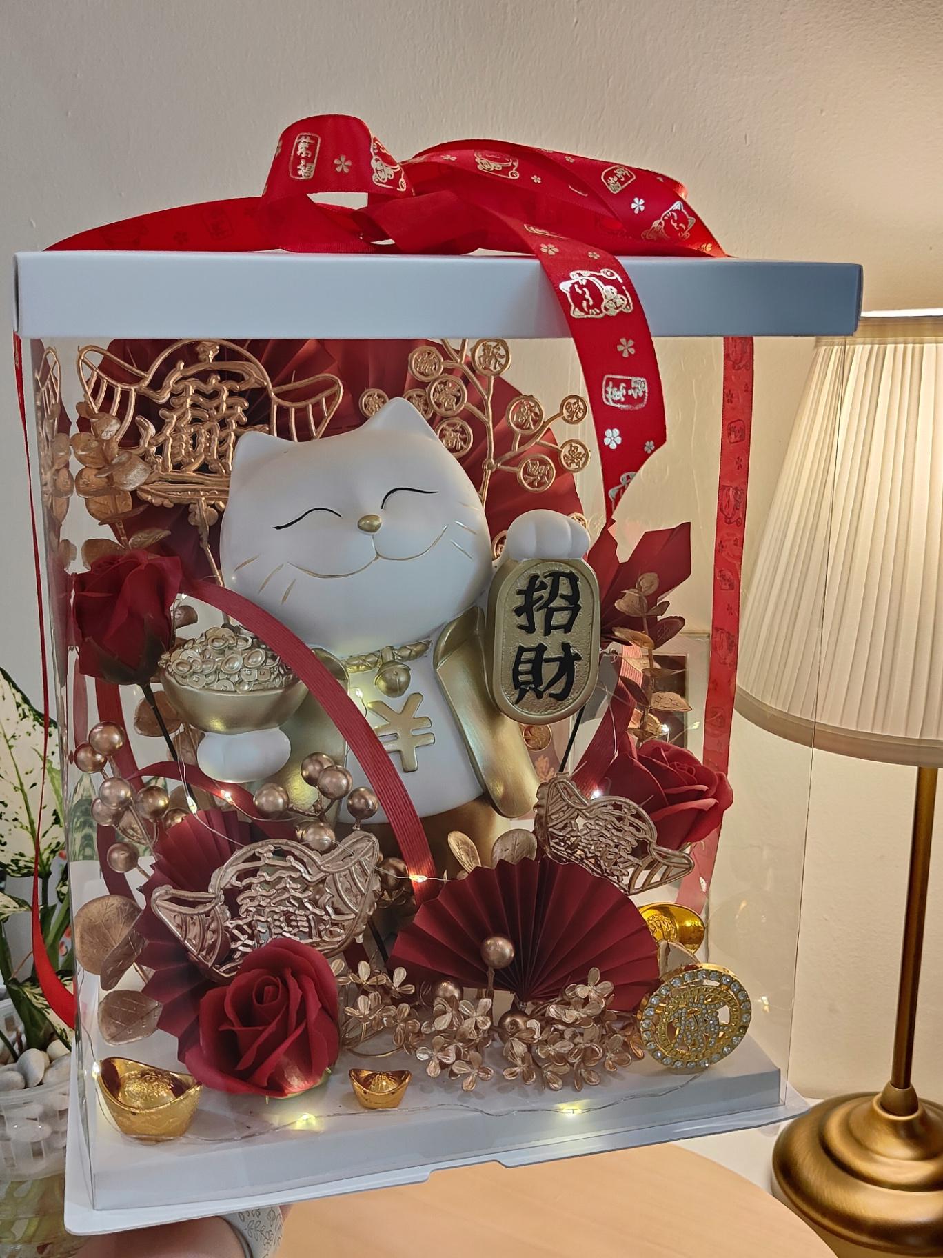 KB12 招财猫开业花盒（金色）