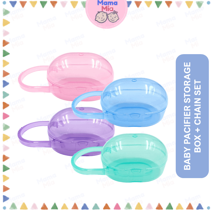 Baby Pacifier Storage Box + Chain Set