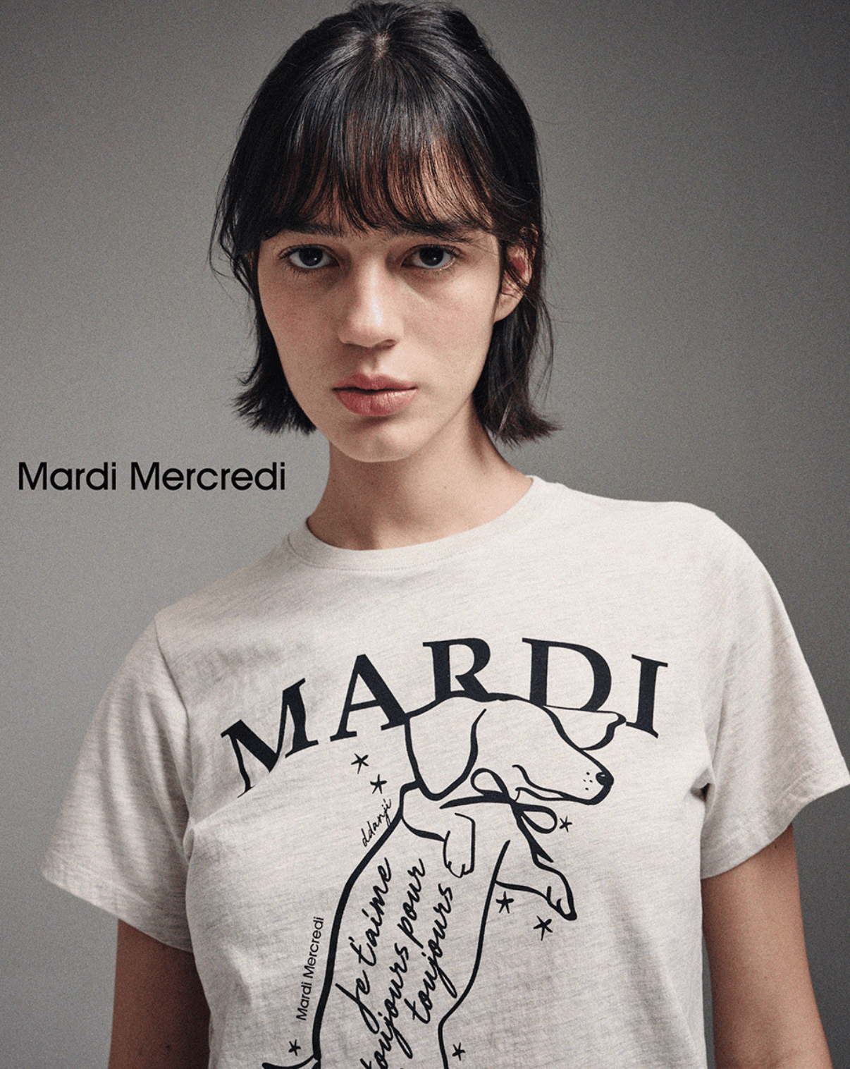 【Ready Stock现货】Mardi Slim Tshirt Swing The Tail Ddanji_Oatmeal Black