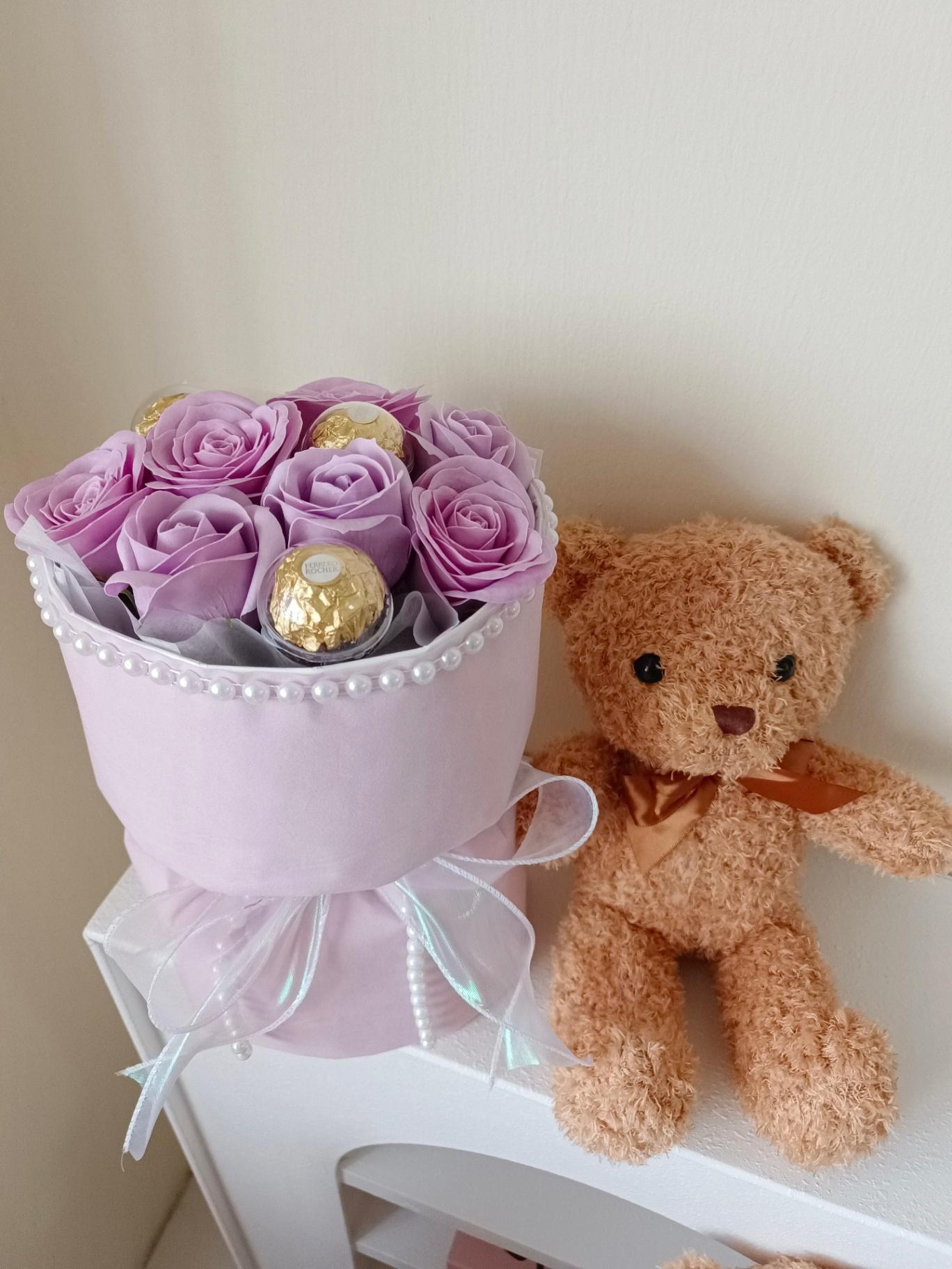 ChocoRose Bear Bouquet-Lavender CR3