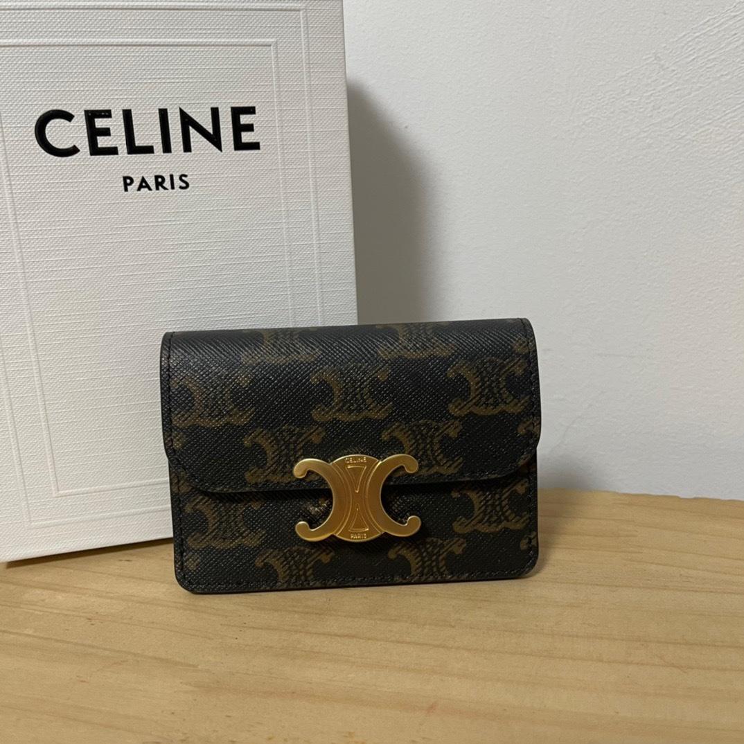 CELINE CARD HOLDER WITH FLAP TRIOMPHE IN TRIOMPHE CANVAS