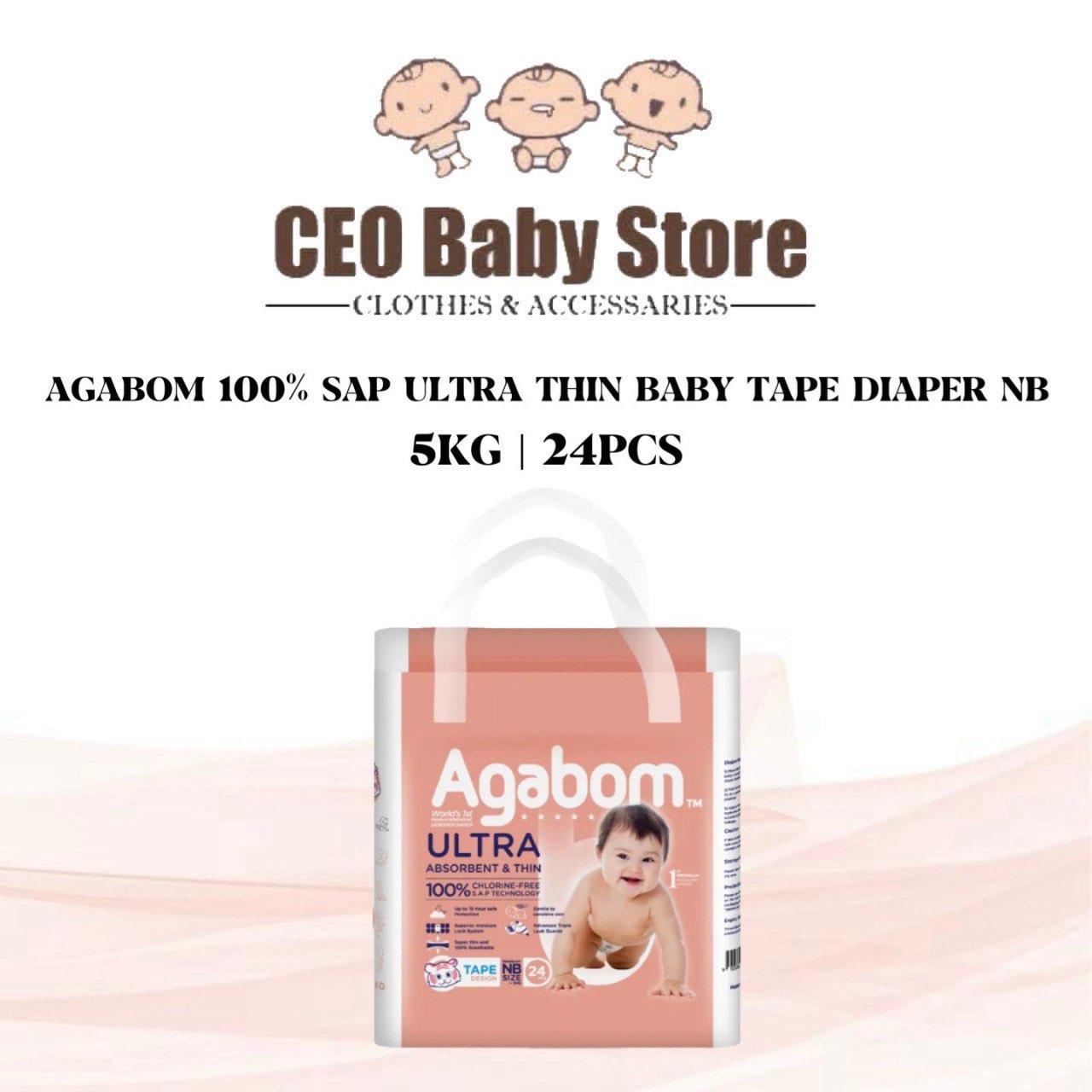Agabom 100% SAP Ultra Thin Baby Tape Diapers New Born